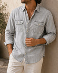 Mivanity Men's Vintage Double-pocket Casual And Comfortable Long Sleeved Shirts