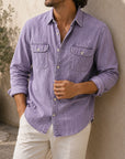 Mivanity Men's Vintage Double-pocket Casual And Comfortable Long Sleeved Shirts