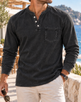 Mivanity Men's Vintage Washed Henley Shirts