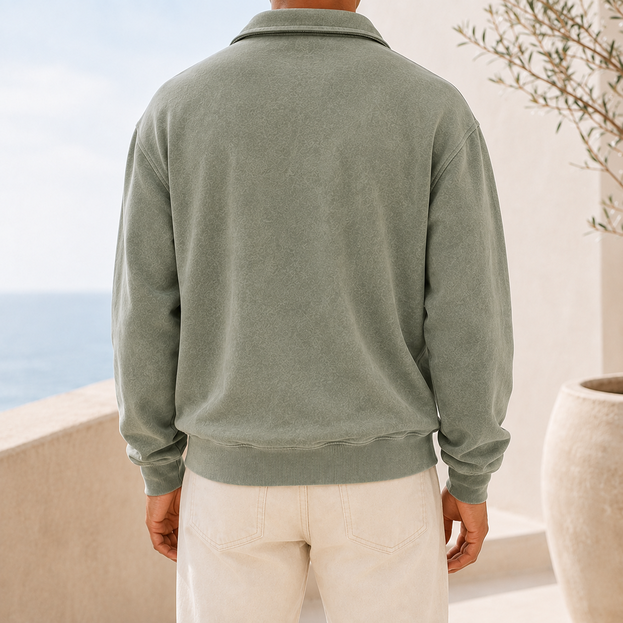 Mivanity Men's Vintage Washed Lightweight Quarter-Zip Pullover