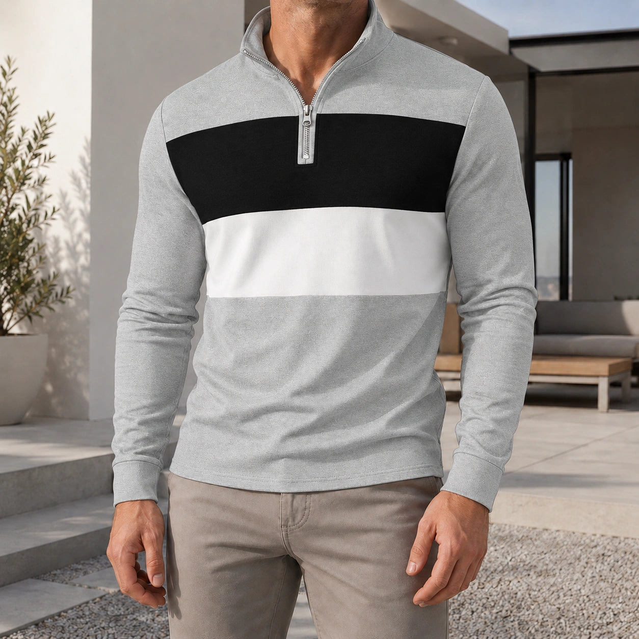 Mivanity Men's Vintage Zip-Up Lapel Collar Long-Sleeve Shirts