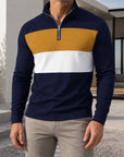 Mivanity Men's Vintage Zip-Up Lapel Collar Long-Sleeve Shirts