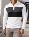 Mivanity Men's Vintage Zip-Up Lapel Collar Long-Sleeve Shirts