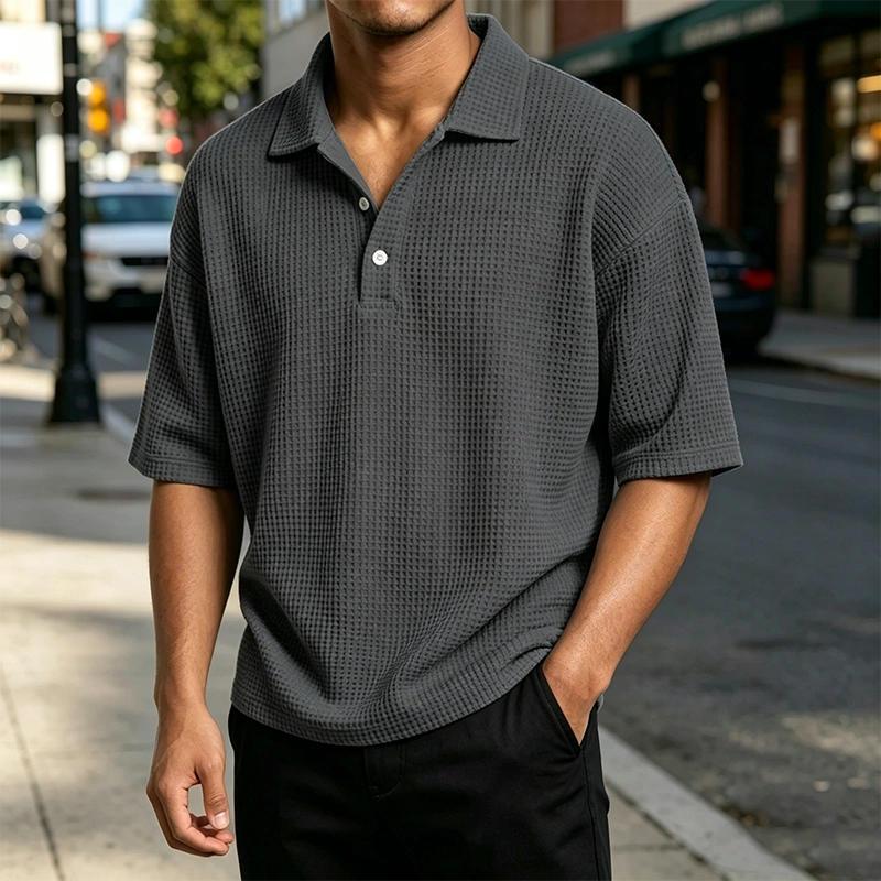 Mivanity Men's Waffle Knit Polo Shirts