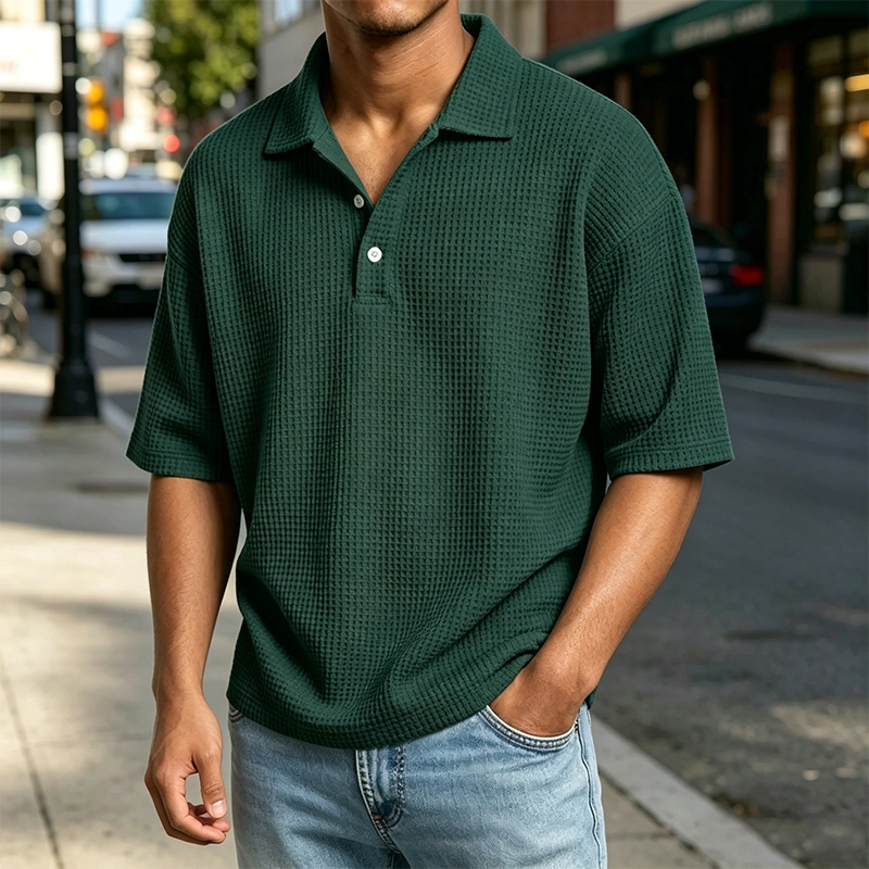 Mivanity Men's Waffle Knit Polo Shirts
