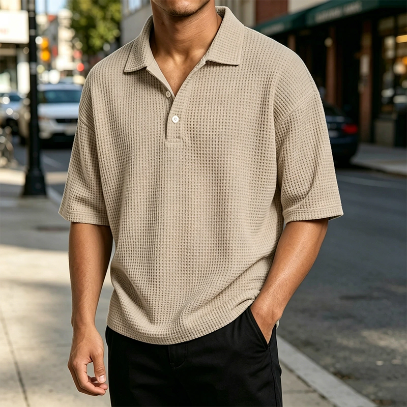 Mivanity Men's Waffle Knit Polo Shirts