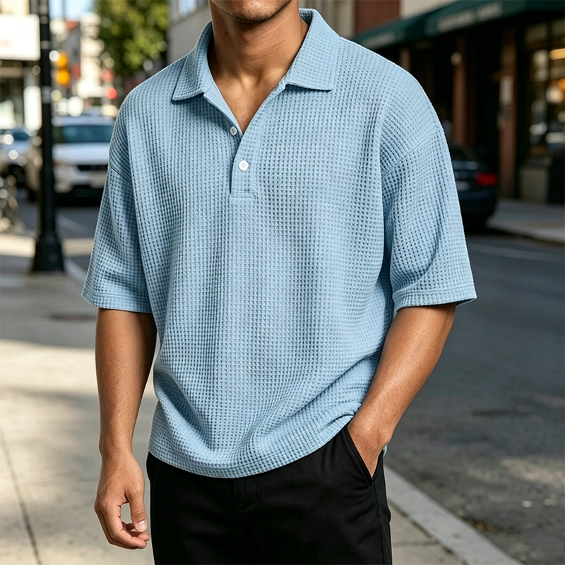Mivanity Men's Waffle Knit Polo Shirts