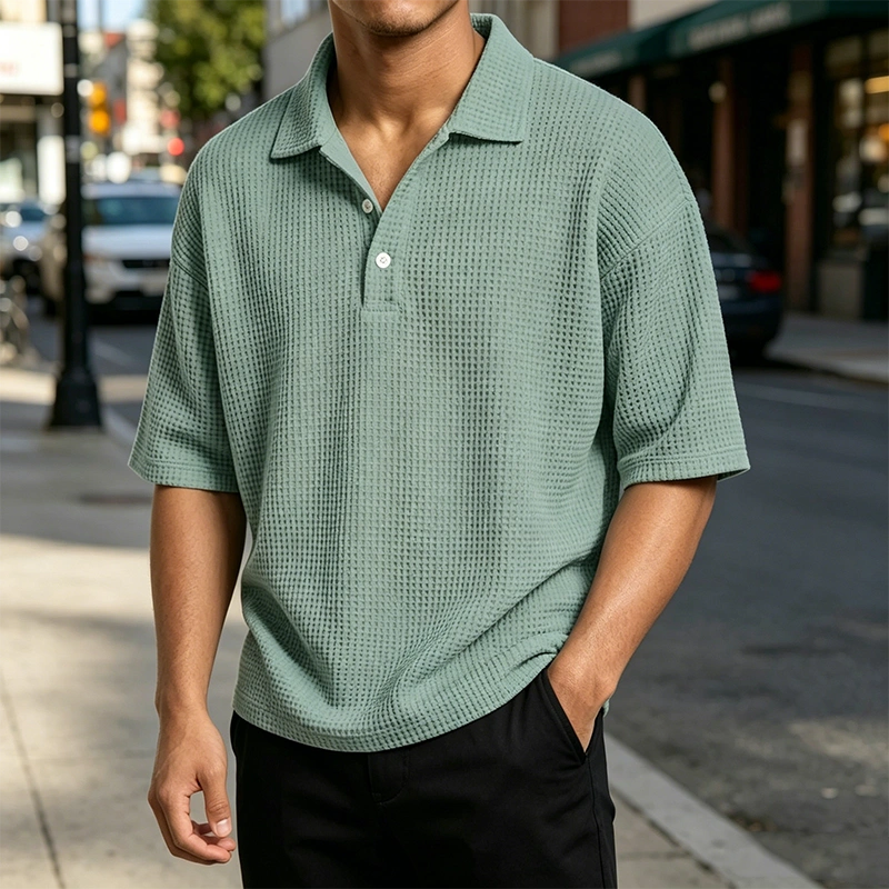 Mivanity Men's Waffle Knit Polo Shirts