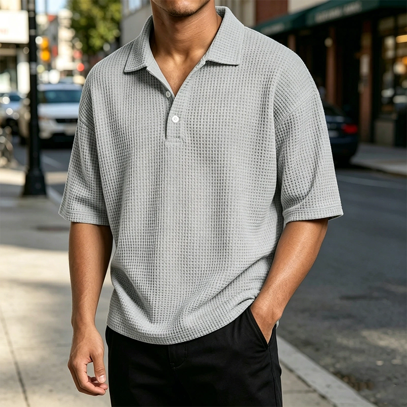 Mivanity Men's Waffle Knit Polo Shirts
