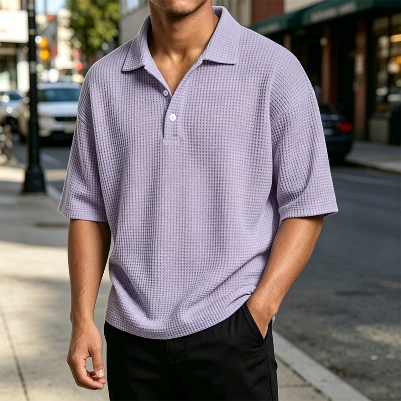 Mivanity Men's Waffle Knit Polo Shirts