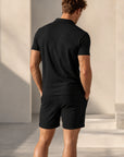 Mivanity Men's Waffle Knit Short-Sleeve T-Shirt Shorts 2-Piece Sets