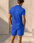 Mivanity Men's Waffle Knit Short-Sleeve T-Shirt Shorts 2-Piece Sets