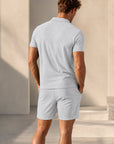 Mivanity Men's Waffle Knit Short-Sleeve T-Shirt Shorts 2-Piece Sets