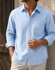 Mivanity Men's Waffle Lapel Casual Comfort Long Sleeve Shirts