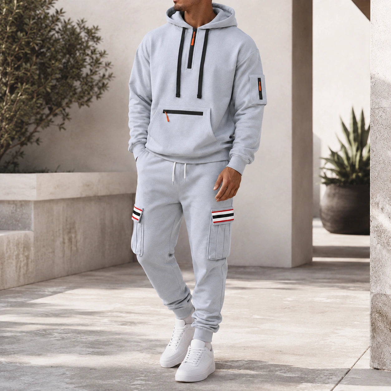Mivanity Men's Warm Fleece-Lined Hooded Jacket Pants Sets