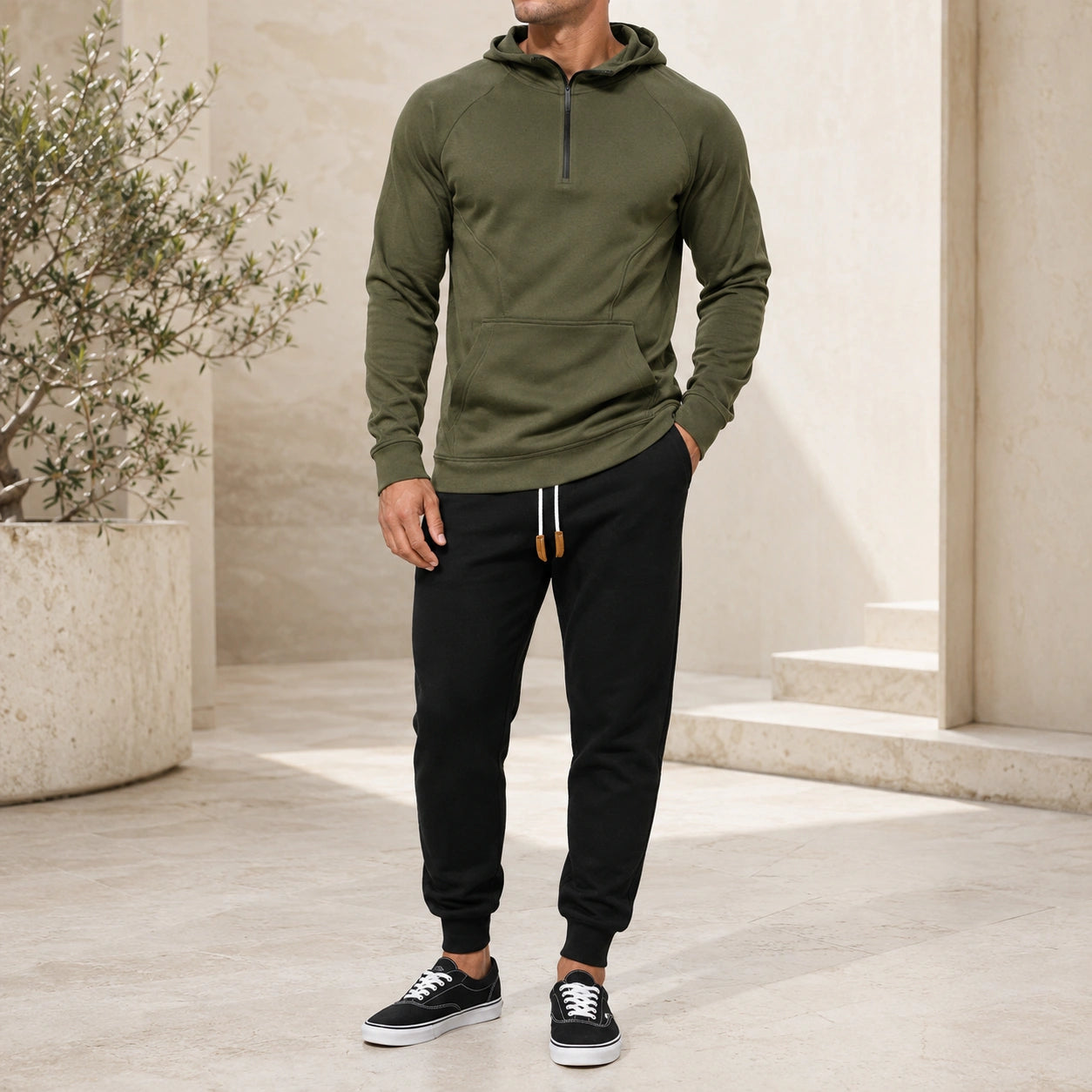 Mivanity Men's Warm Fleece-Lined Hooded Jacket Pants Sets