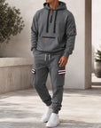 Mivanity Men's Warm Fleece-Lined Hooded Jacket Pants Sets