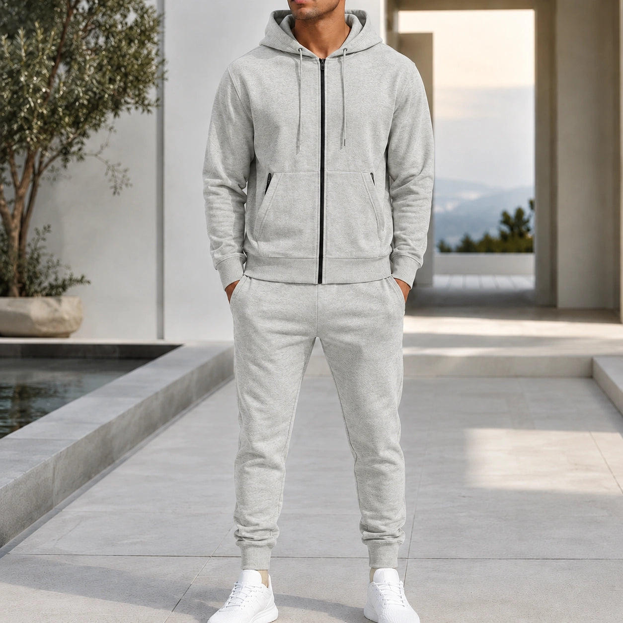 Mivanity Men's Warm Fleece-Lined Hooded Jacket Pants Sets