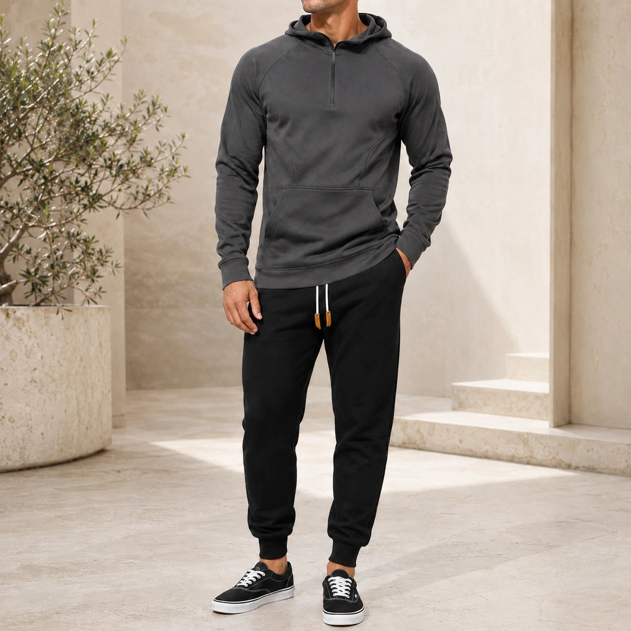 Mivanity Men's Warm Fleece-Lined Hooded Jacket Pants Sets