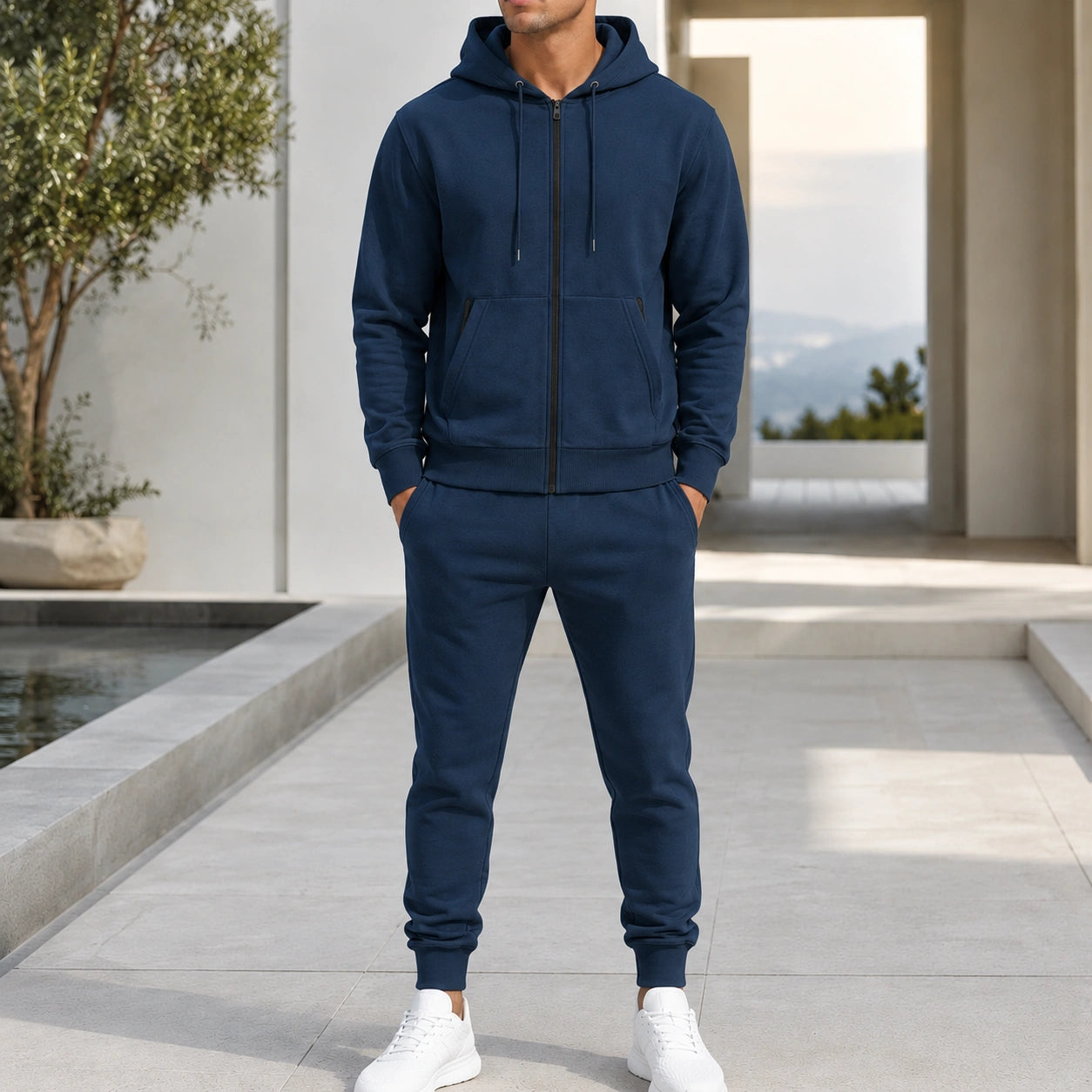 Mivanity Men's Warm Fleece-Lined Hooded Jacket Pants Sets