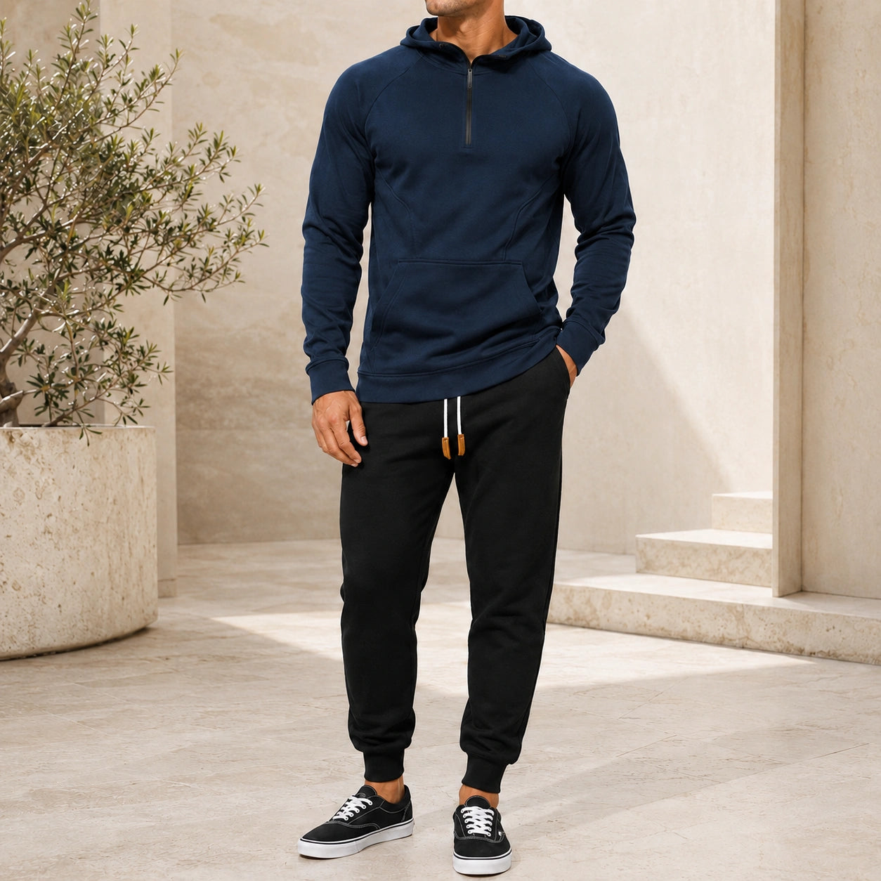 Mivanity Men's Warm Fleece-Lined Hooded Jacket Pants Sets