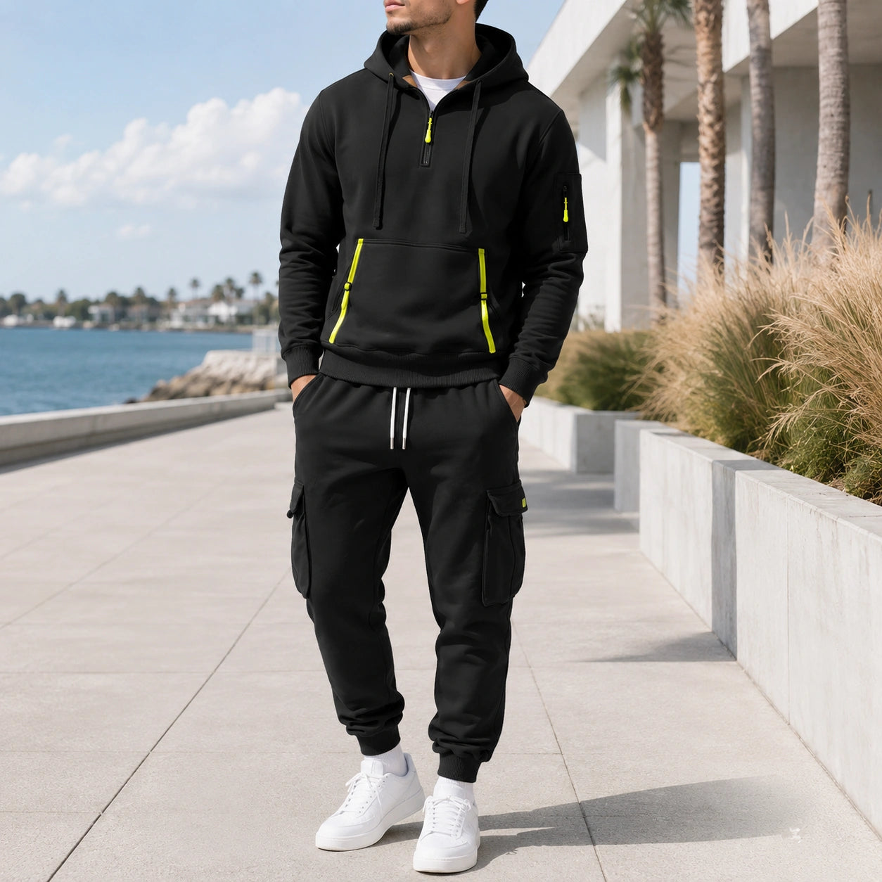Mivanity Men's Warm Fleece-Lined Hoodie Pants Sets