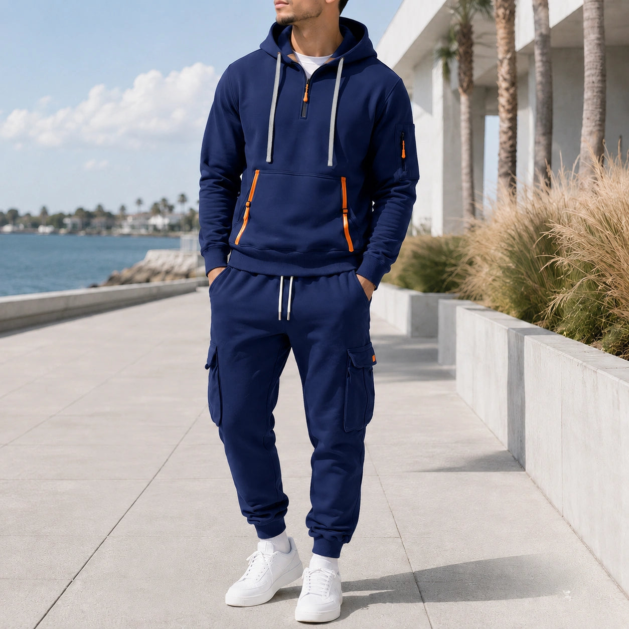 Mivanity Men's Warm Fleece-Lined Hoodie Pants Sets