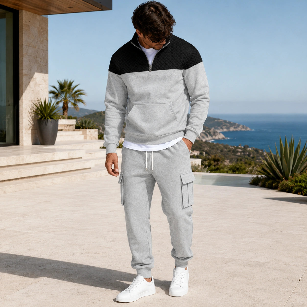 Mivanity Men's Warm Fleece-Lined Sweatshirt Pants Sets