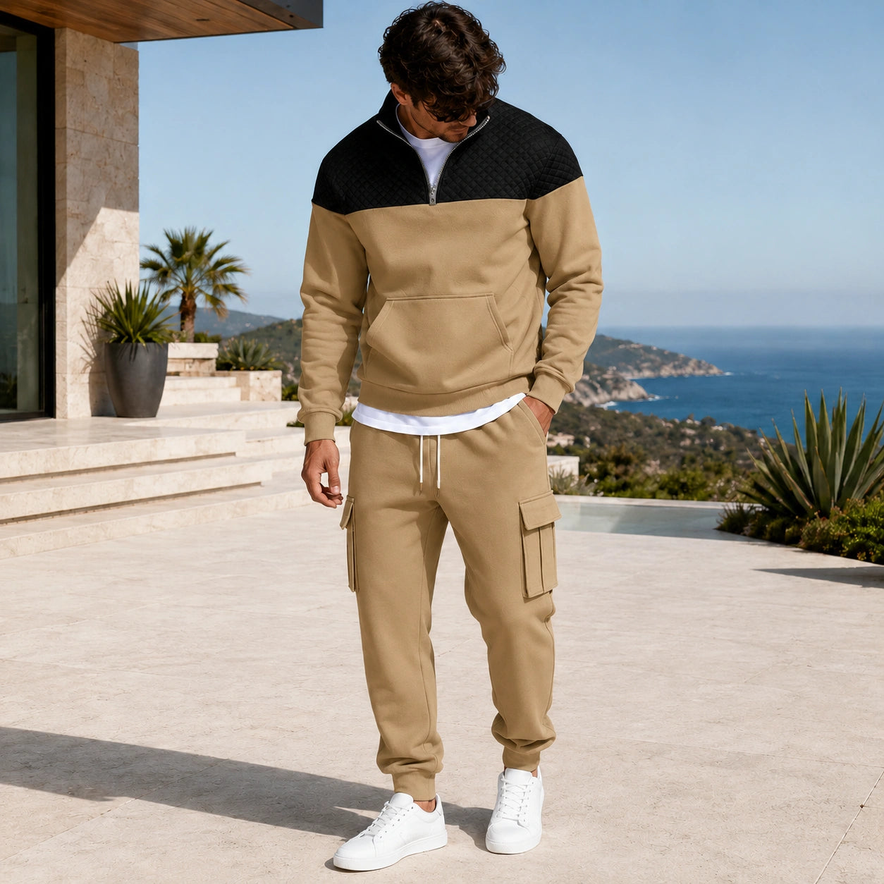 Mivanity Men's Warm Fleece-Lined Sweatshirt Pants Sets