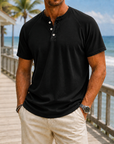 Mivanity Men’s Washed Cotton Henley T-Shirt