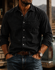 Mivanity Men's Washed Cotton Long Sleeve Shirt