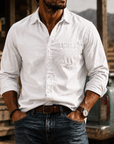 Mivanity Men's Washed Cotton Long Sleeve Shirt