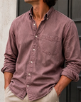 Mivanity Men's Wear Fashionable Retro Vintage Vintage Pocket Lapel Loose Long-sleeved Shirt