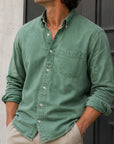 Mivanity Men's Wear Fashionable Retro Vintage Vintage Pocket Lapel Loose Long-sleeved Shirt