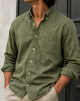 Mivanity Men's Wear Fashionable Retro Vintage Vintage Pocket Lapel Loose Long-sleeved Shirt
