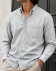 Mivanity Men's Wear Fashionable Retro Vintage Vintage Pocket Lapel Loose Long-sleeved Shirt