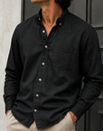 Mivanity Men's Wear Fashionable Retro Vintage Vintage Pocket Lapel Loose Long-sleeved Shirt