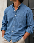 Mivanity Men's Wear Fashionable Retro Vintage Vintage Pocket Lapel Loose Long-sleeved Shirt