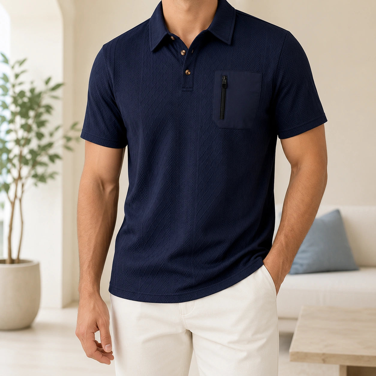 Mivanity Men's Zipper Detail Short-Sleeve Shirts