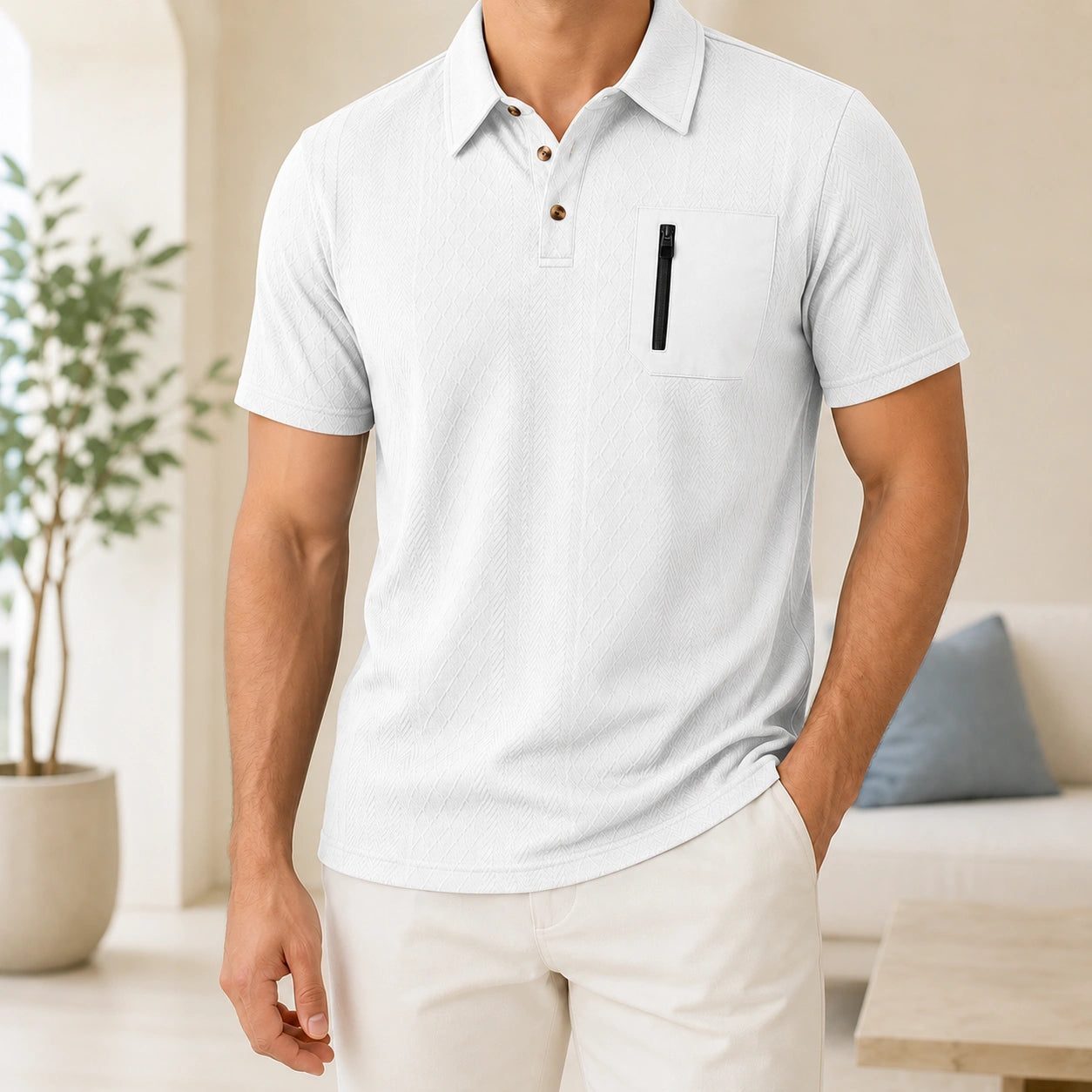 Mivanity Men's Zipper Detail Short-Sleeve Shirts