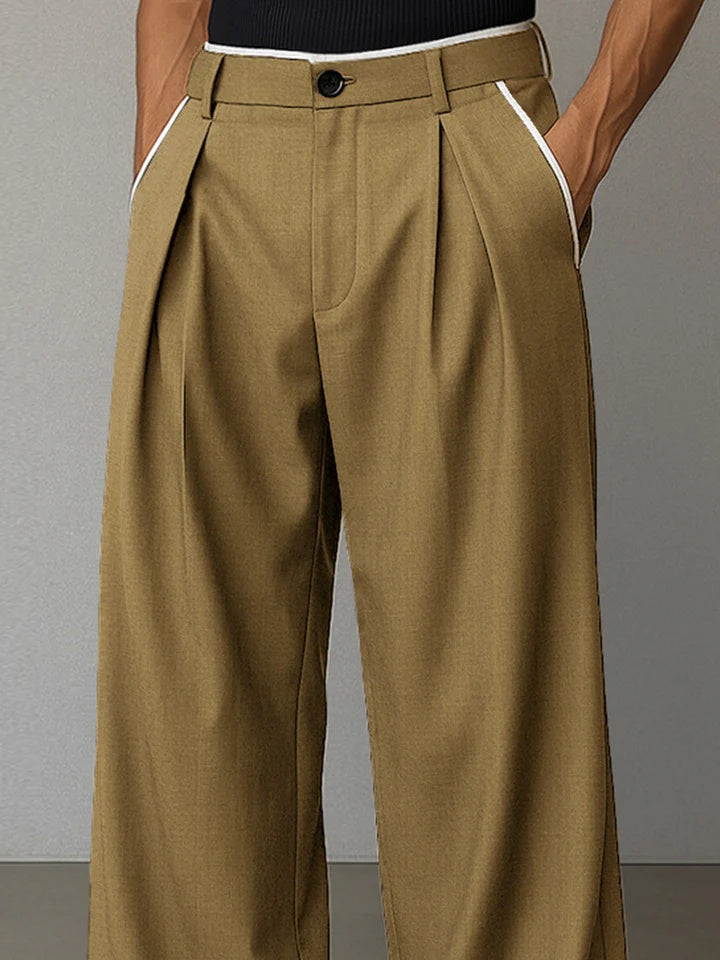 Mivanity Modern Contrast Trim Straight Cut Pants
