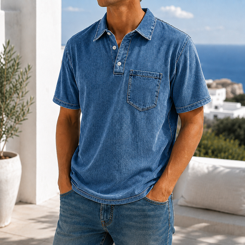 Mivanity Retro Everyday Lapel Pocket Casual Short Sleeve Polo