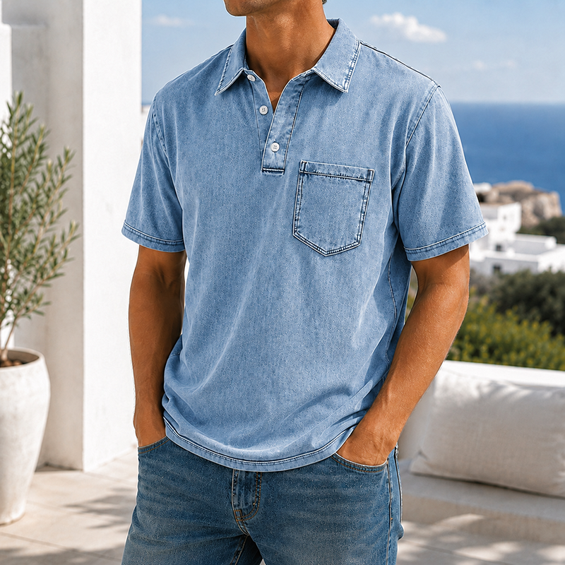 Mivanity Retro Everyday Lapel Pocket Casual Short Sleeve Polo