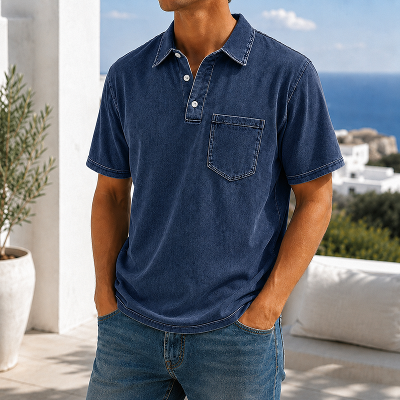 Mivanity Retro Everyday Lapel Pocket Casual Short Sleeve Polo