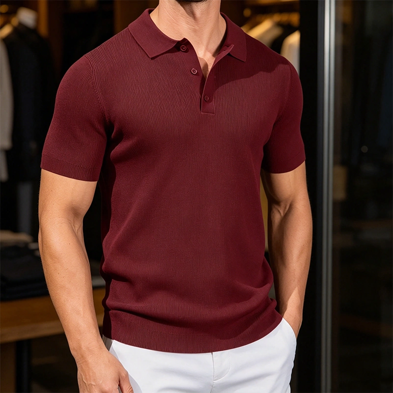 Mivanity Ribbed Knit Textured Polo Shirts