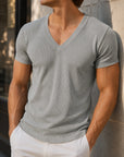 Mivanity Simple V-Neck Corduroy Top