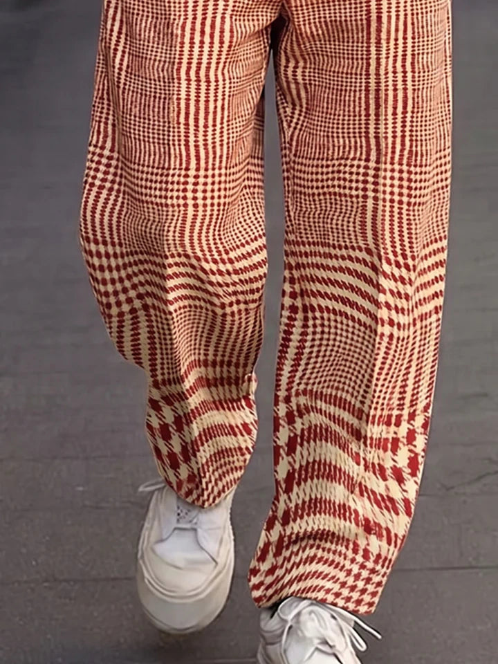 Mivanity Smart Casual Plaid Pattern Suit Pants