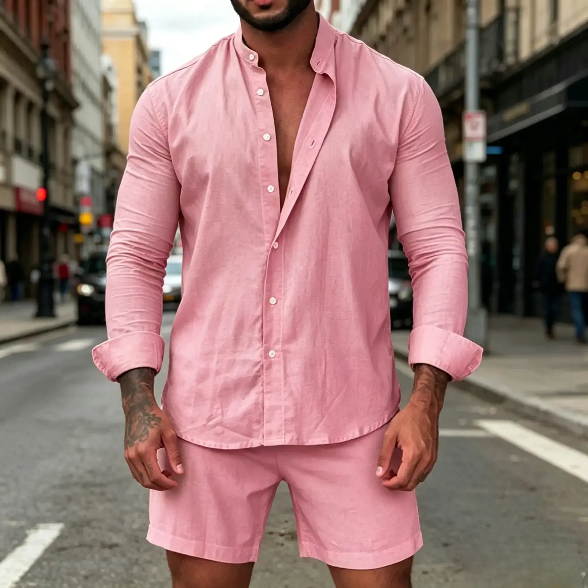 Mivanity Solid Shirt Shorts Sets