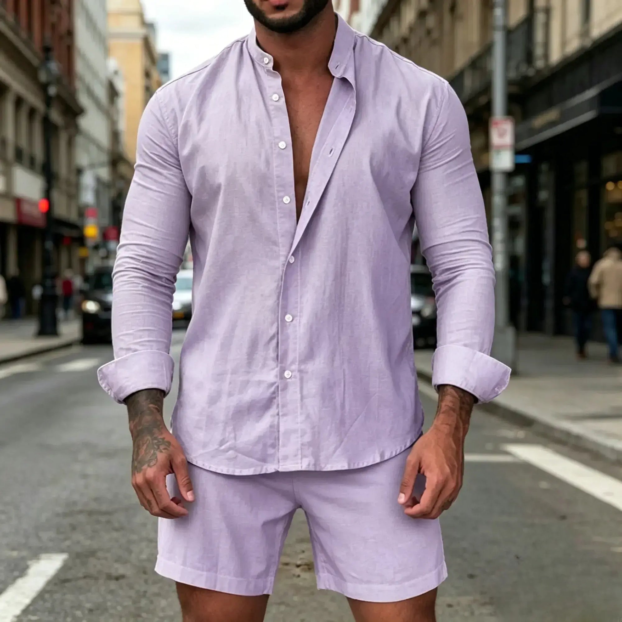 Mivanity Solid Shirt Shorts Sets