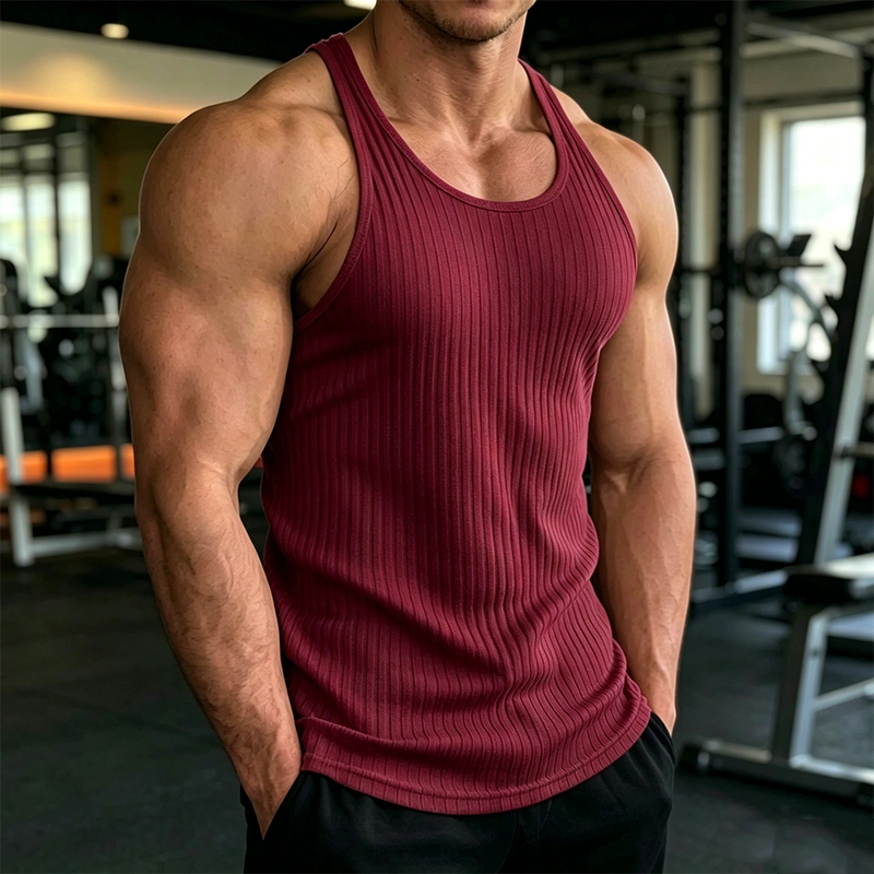Mivanity Solid Slim Fit Gym Knitted Tank Top
